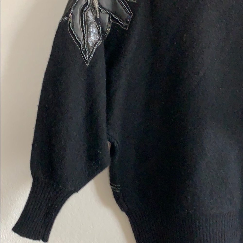 Vintage Black Cowl Neck Sweater with Embellishments - Picture 9 of 16